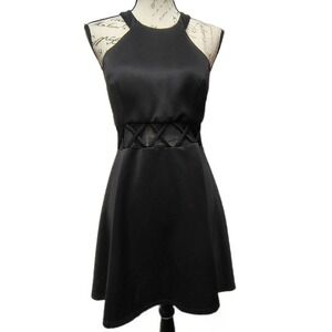 My Michelle Black Fit & Flare Mini Dress Size 11 Backless Mesh Lattice Waist